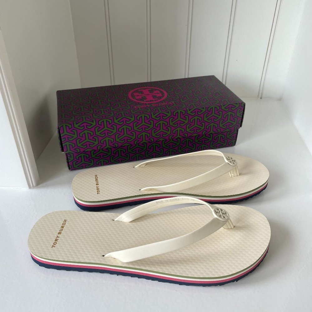 Tory Burch - Brand New - Mini Minnie Flip Flop Sandals Ivory Size 8